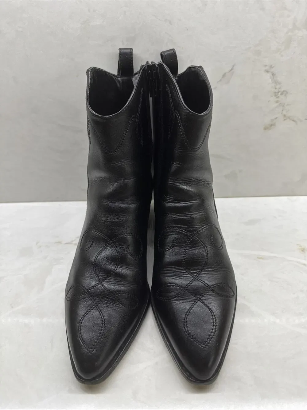 Vero Cuoio Womens Handcrafted in Italy Black Leather Ankle Boots Sz 5.5 Eur 36